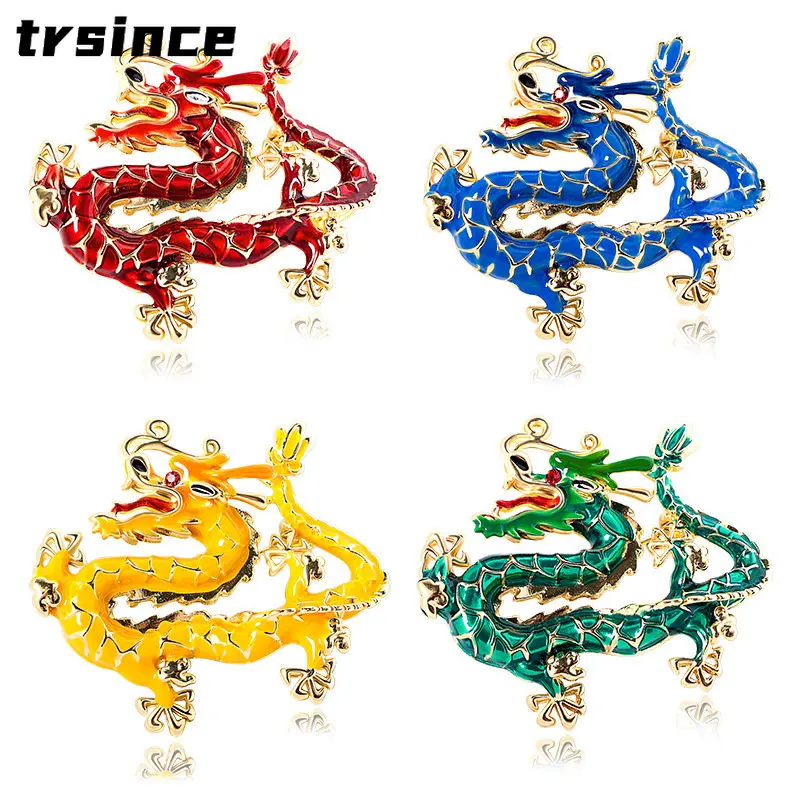 

New Creative Chinoiserie Zodiac Dragon Brooch Men's and Women's Blazer Clothing Pin Corsage Accessories Vintage Animal Badges