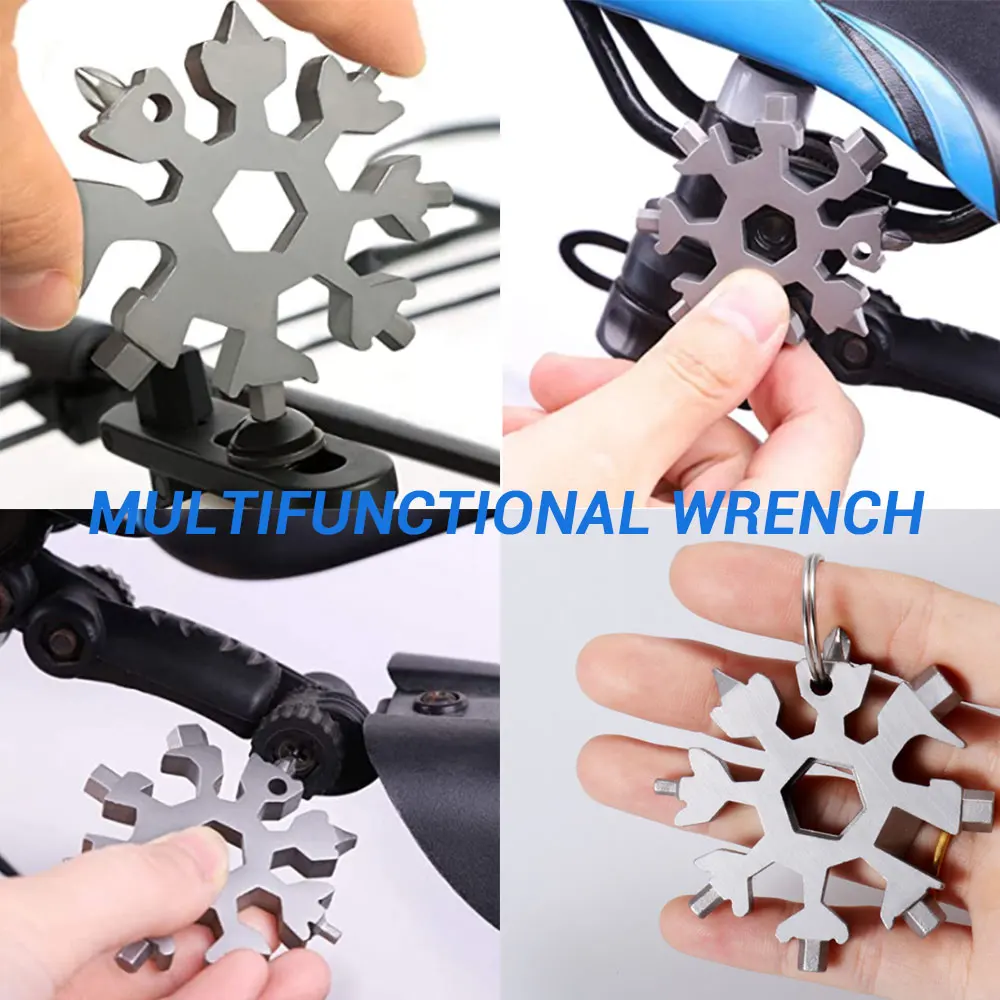 Multifunctional Wrench Stainless Steel Snowflake Standard Multitool Snowflake Wrench with Key Ring Camping Outdoor Survive Tool
Multifunctional Wrench Stainless Steel Snowflake Standard Multitool Snowflake Wrench with Key Ring Camping Outdoor Survive Tool