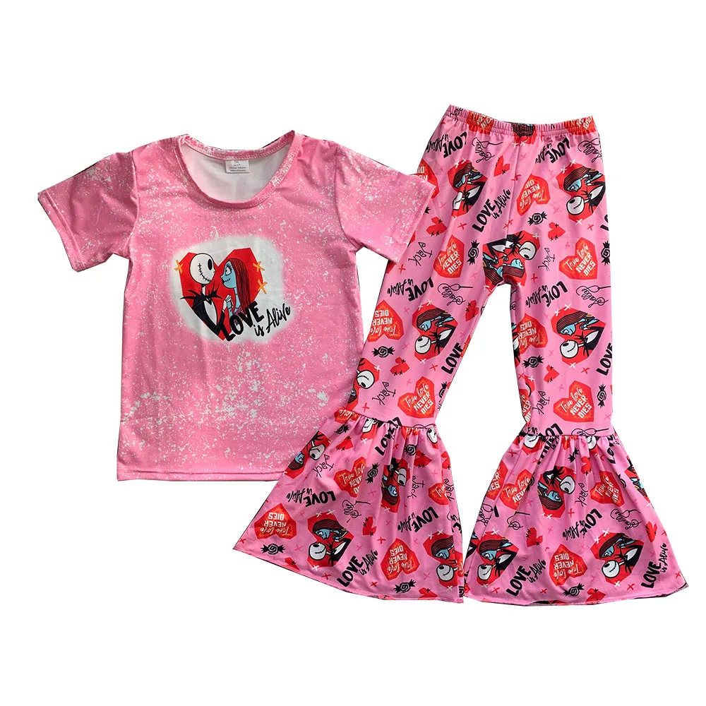 Wholesale Girls Valentines Outfits Pink Short Sleeve Cartoon Heart Bell Bottom Pants Sets
Wholesale Girls Valentines Outfits Pink Short Sleeve Cartoon Heart Bell Bottom Pants Sets