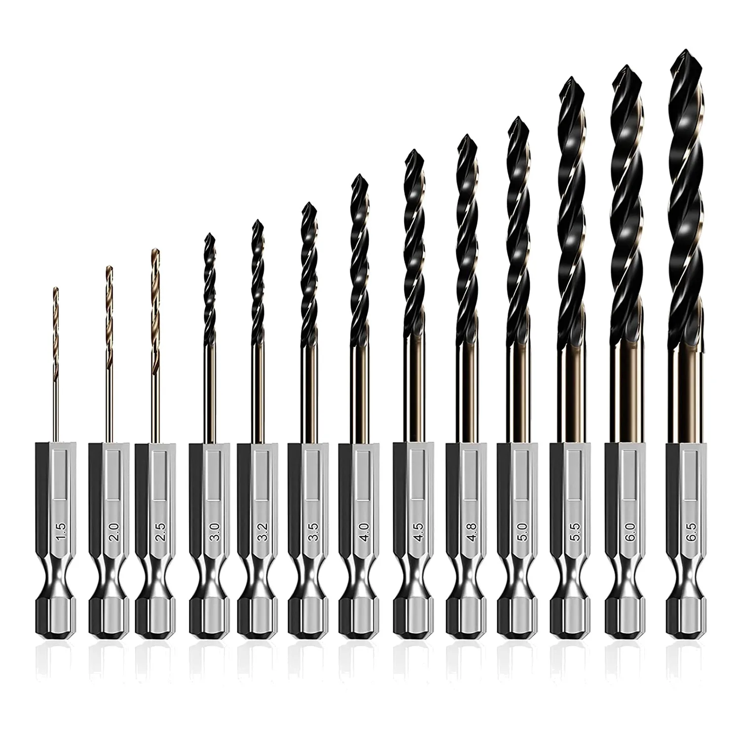 Hex Shank Cobalt Metric Bits Set Of 13 Pieces Quick Change HSS Impact Driver Hex Bits for Metal
Hex Shank Cobalt Metric Bits Set Of 13 Pieces Quick Change HSS Impact Driver Hex Bits for Metal