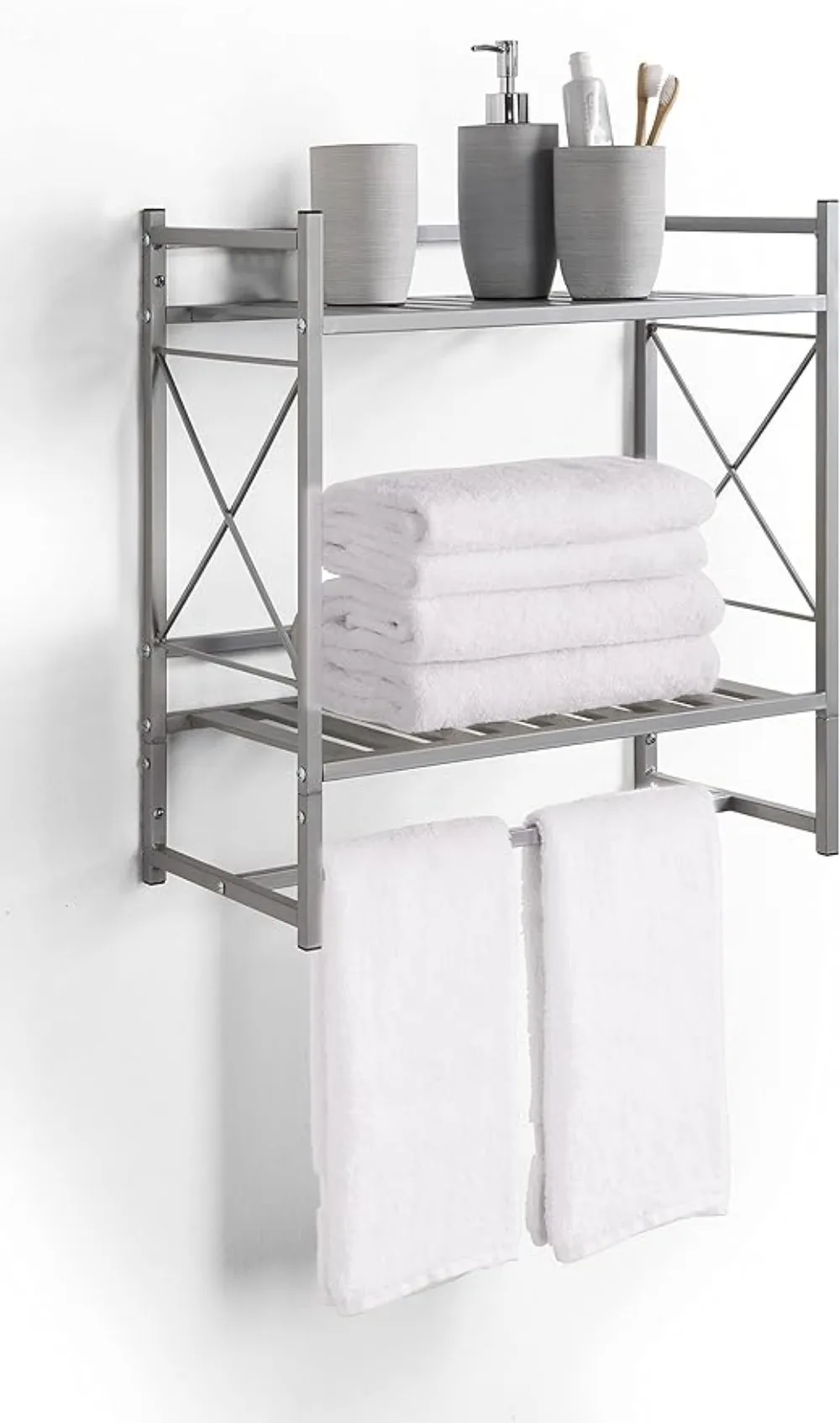 Classic Square Bathroom Shelf, 2 Tier Shelf with Towel Bar Wall Mounted Shower Storage (Classic - Wall Mount - Silver)
Classic Square Bathroom Shelf, 2 Tier Shelf with Towel Bar Wall Mounted Shower Storage (Classic - Wall Mount - Silver)