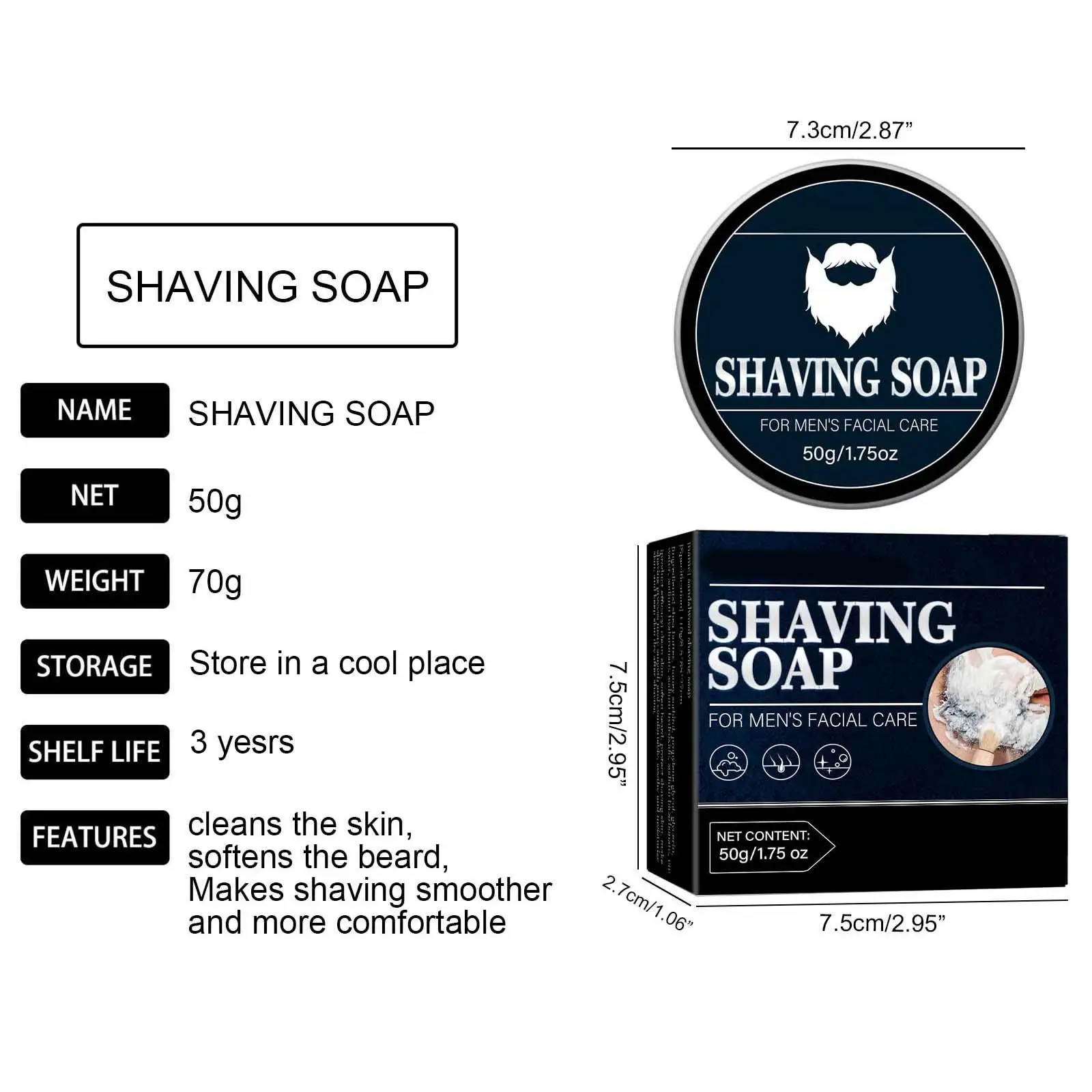 Shaving Soap for Men Dense Lather 50G 1.75oz Moisturizing Foaming Luxury Smooth Comfortable Facial Care Shaving Cream for Barber
Shaving Soap for Men Dense Lather 50G 1.75oz Moisturizing Foaming Luxury Smooth Comfortable Facial Care Shaving Cream for Barber