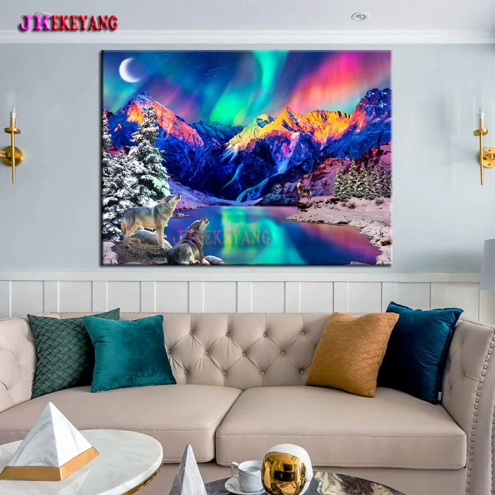 DIY Needlework Diamond Embroidery wolf lake moon aurora 5D Diamond Painting Handmade Mosaic Picture Of Rhinestones Y4917
DIY Needlework Diamond Embroidery wolf lake moon aurora 5D Diamond Painting Handmade Mosaic Picture Of Rhinestones Y4917