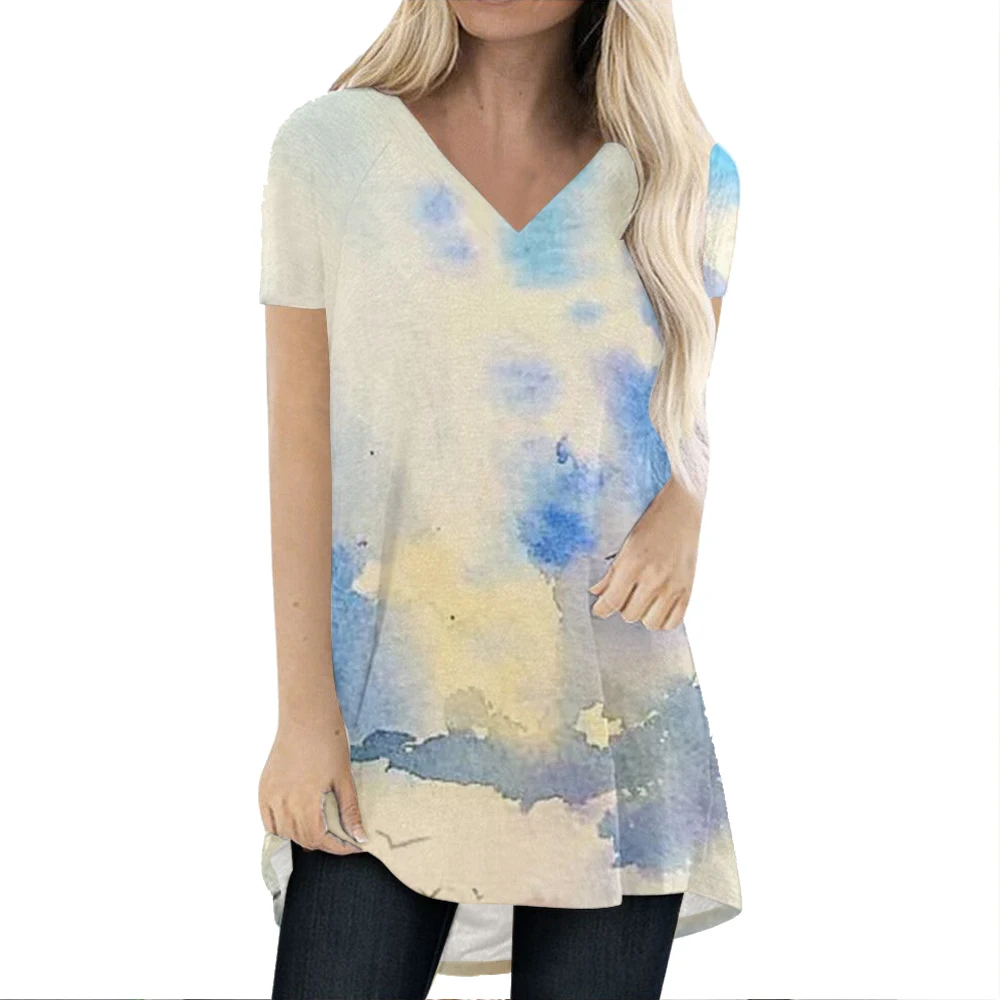 Summer Soft Short Dress Women Casual Dress Fashion Watercolor Printing Female Short Sleeve V-Neck Ladies Loose Dresses
Summer Soft Short Dress Women Casual Dress Fashion Watercolor Printing Female Short Sleeve V-Neck Ladies Loose Dresses
