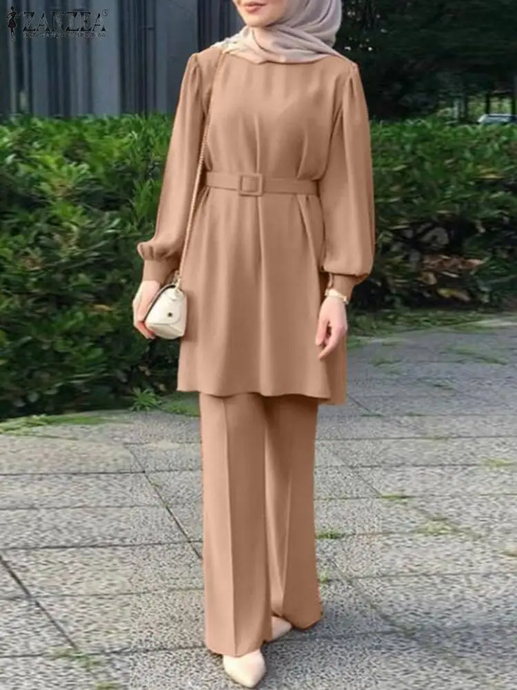 ZANZEA Women Elegant Muslim Sets 2PCS Ramadan Outifits Islamic Clothing Fashion Long Sleeve Blouse Trousers Suits Eid Mubarek
ZANZEA Women Elegant Muslim Sets 2PCS Ramadan Outifits Islamic Clothing Fashion Long Sleeve Blouse Trousers Suits Eid Mubarek