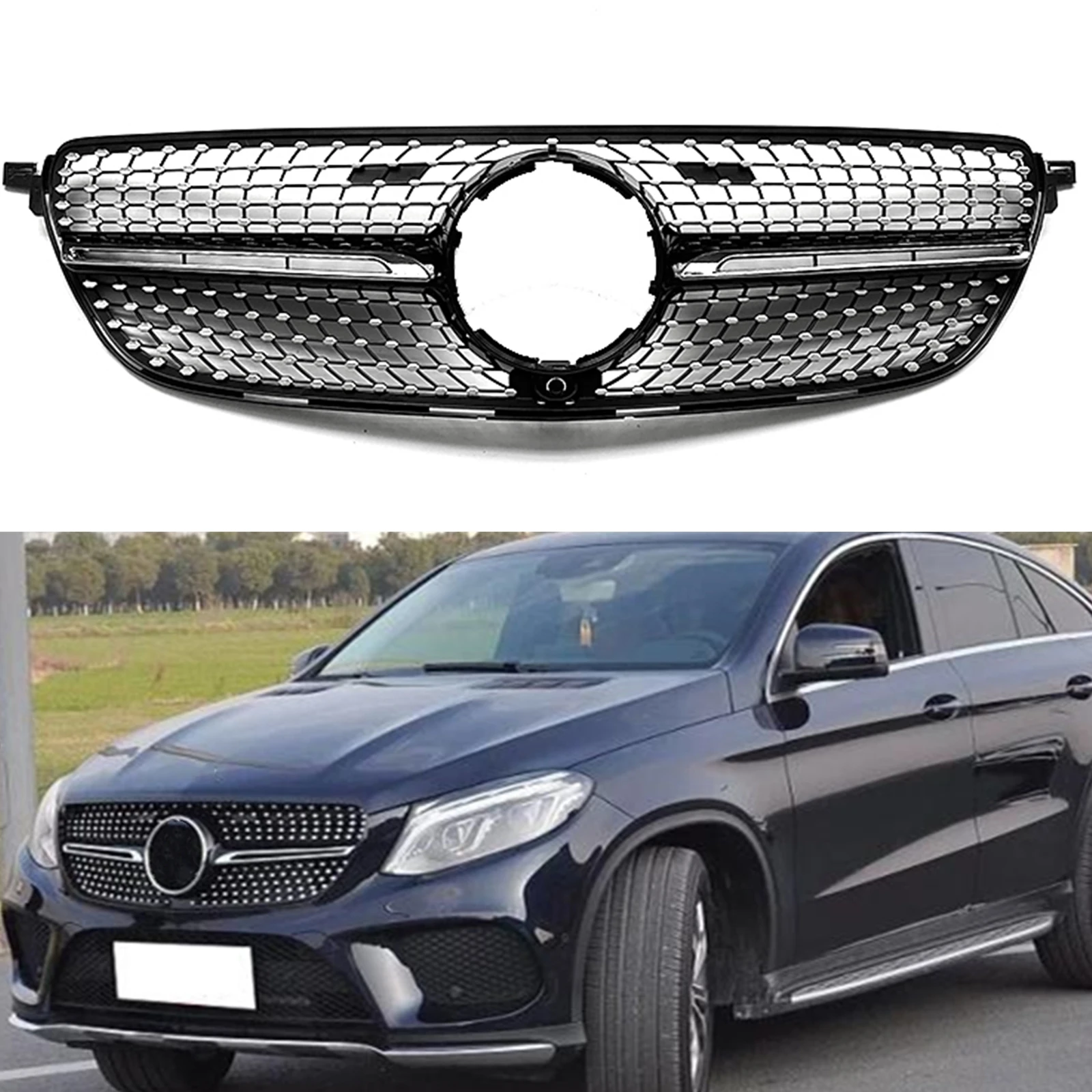 For Mercedes-Benz GLE Class W292 C292 Coupe Sport 2015-2019 GLE350 Black Diamond Style Upper Bumper Hood Mesh Grill Front Grille
For Mercedes-Benz GLE Class W292 C292 Coupe Sport 2015-2019 GLE350 Black Diamond Style Upper Bumper Hood Mesh Grill Front Grille