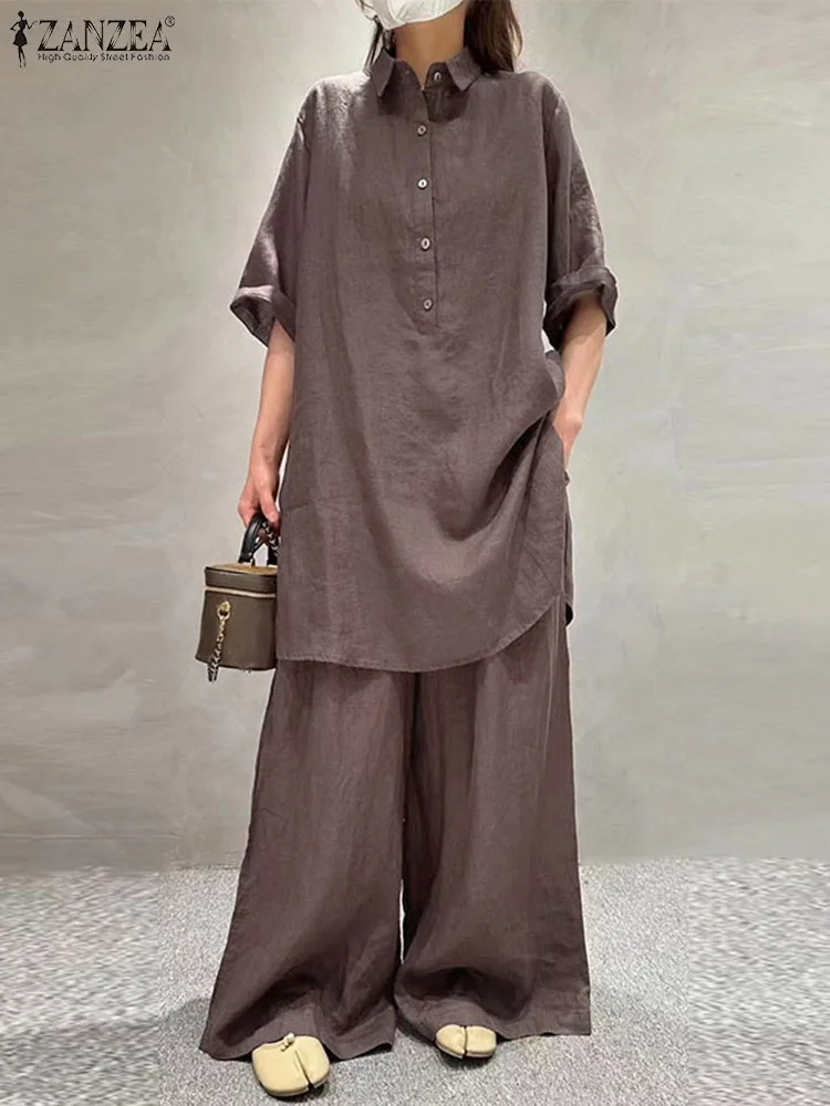 ZANZEA Women Solid Pant Sets Casual Wide Leg Trousers Suits Lapel Fashion Collar Tops 2pcs Outfits Vintage 2023 Urban Tracksuit
ZANZEA Women Solid Pant Sets Casual Wide Leg Trousers Suits Lapel Fashion Collar Tops 2pcs Outfits Vintage 2023 Urban Tracksuit