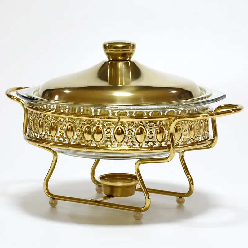 2Liter 304 Stainless Steel Glass Buffet Food Container Dinner Dish Food Warmer Chafing dish round golden Pot Party wedding pot
2Liter 304 Stainless Steel Glass Buffet Food Container Dinner Dish Food Warmer Chafing dish round golden Pot Party wedding pot