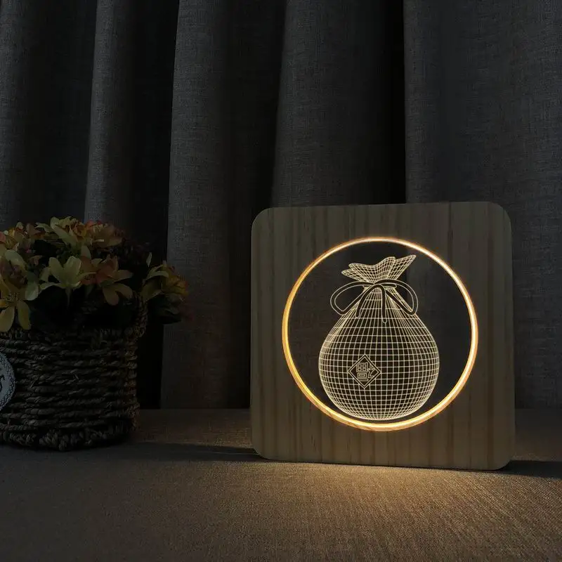 Creative Style Lucky Bag Shape 3D Lamp Soft Warm White Colors Wood Acrylic Table Lamp for Boys Gifts with USB Power
Creative Style Lucky Bag Shape 3D Lamp Soft Warm White Colors Wood Acrylic Table Lamp for Boys Gifts with USB Power