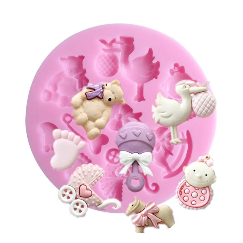 

Cute Animal Silicone Baby Foot Mold For Cake Decoration Fondant 3D Feet Chocolates Turn Sugar Moulds Kitchen Baking Pink Tools