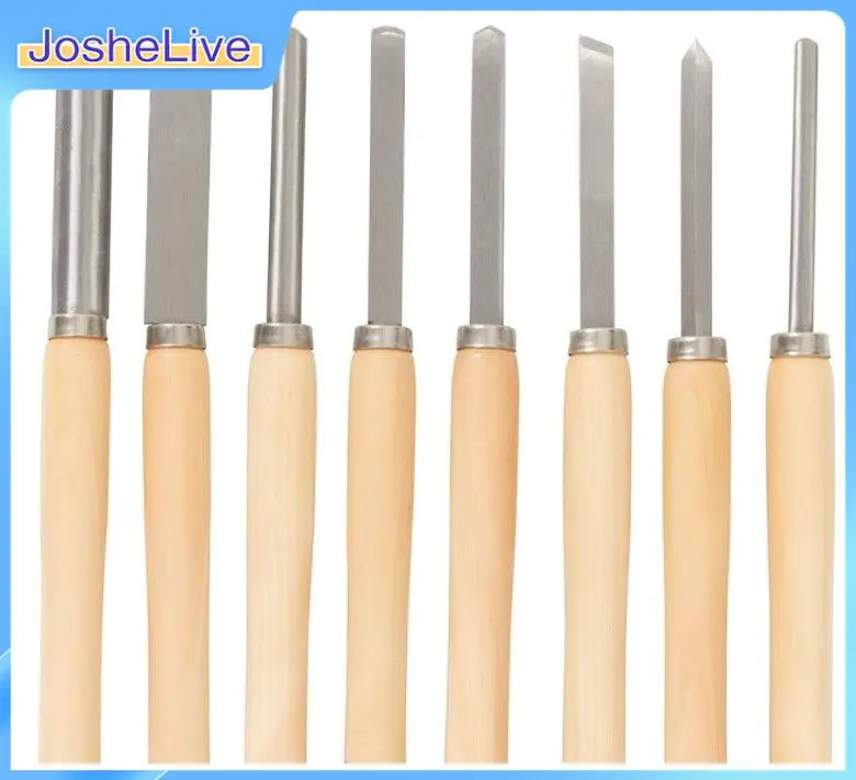 

8pcs Woodworking Turning Tool Handheld Set Extended Lathe Semicircular Knife Wood Rotary Turning Tool Inclined Knife Wood Chisel