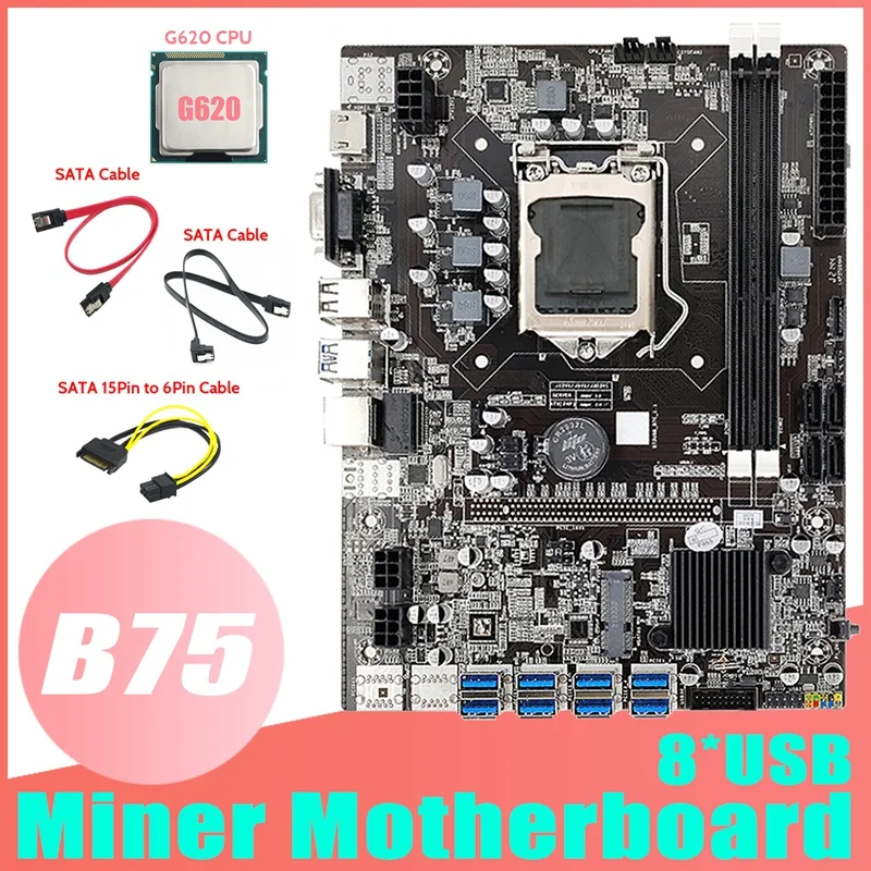 Материнская плата B75 ETH для майнинга 8xusb + G620 CPU + 2xsata кабель + SATA 15Pin до 6Pin кабель LGA1155 B75 USB материнская плата для майнинга
Материнская плата B75 ETH для майнинга 8xusb + G620 CPU + 2xsata кабель + SATA 15Pin до 6Pin кабель LGA1155 B75 USB материнская плата для майнинга