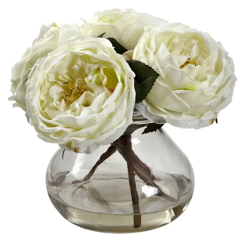 

Amazing Yellow Fancy Silk Rose Flowers with Delicate Vase – Luxurious Decoration for Home or Office.