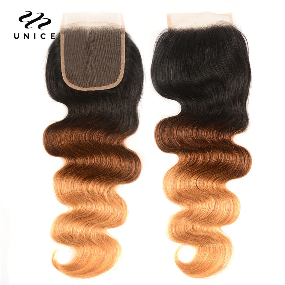 Unice Hair Brazilian Body Wave Lace Closure Free Part T1B/4/27 Ombre Human Hair Closure 10-20Inch Three Tone Remy Lace Closures
Unice Hair Brazilian Body Wave Lace Closure Free Part T1B/4/27 Ombre Human Hair Closure 10-20Inch Three Tone Remy Lace Closures