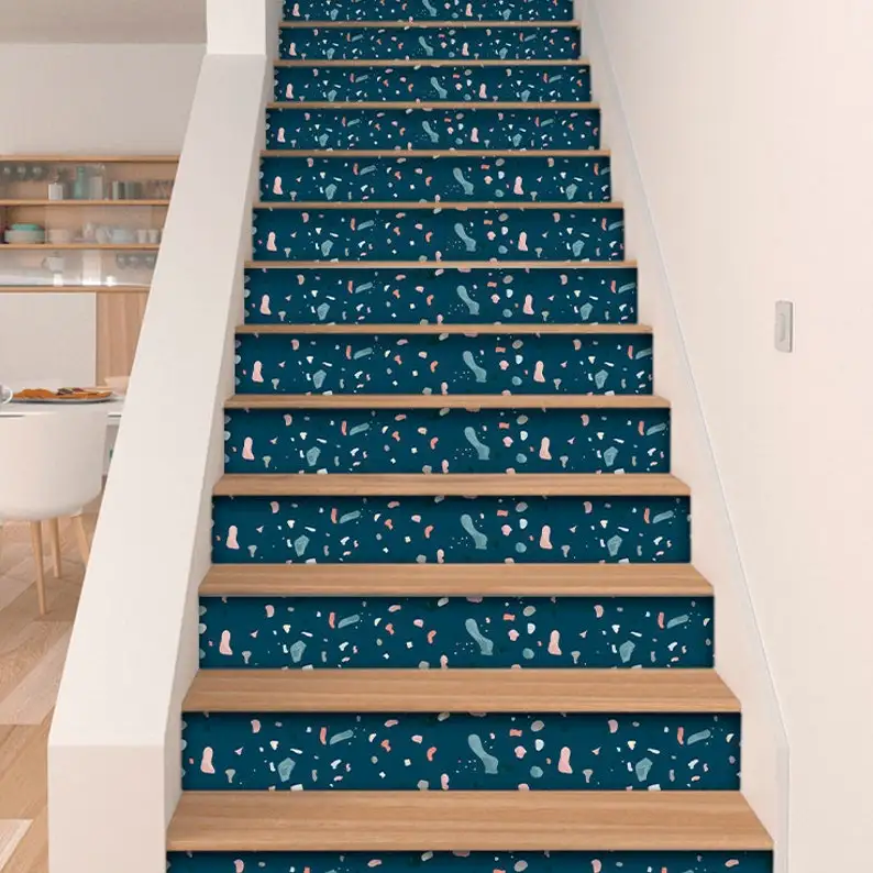 Stair Stickers, Stair Decals, Stickers Escalier, Peel Stick Vinyl Decal Self Adhesive, Dark Blue Terrazzo Pattern - Pack of 10 -
Stair Stickers, Stair Decals, Stickers Escalier, Peel Stick Vinyl Decal Self Adhesive, Dark Blue Terrazzo Pattern - Pack of 10 -