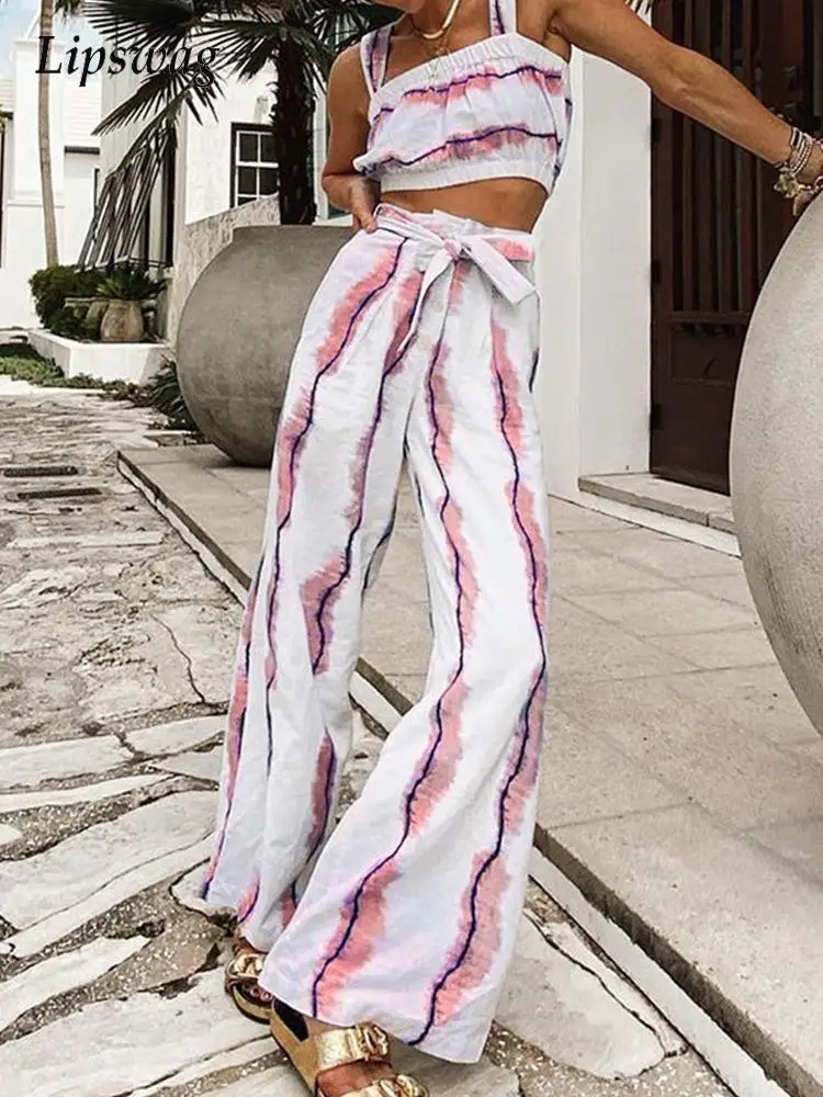 Fashion Harajuku Tie-Dye Two Piece Set Women Summer Sexy Straps Top And Wide Leg Long Pant Lace-Up Design Suit Casual Lady Mujer
Fashion Harajuku Tie-Dye Two Piece Set Women Summer Sexy Straps Top And Wide Leg Long Pant Lace-Up Design Suit Casual Lady Mujer