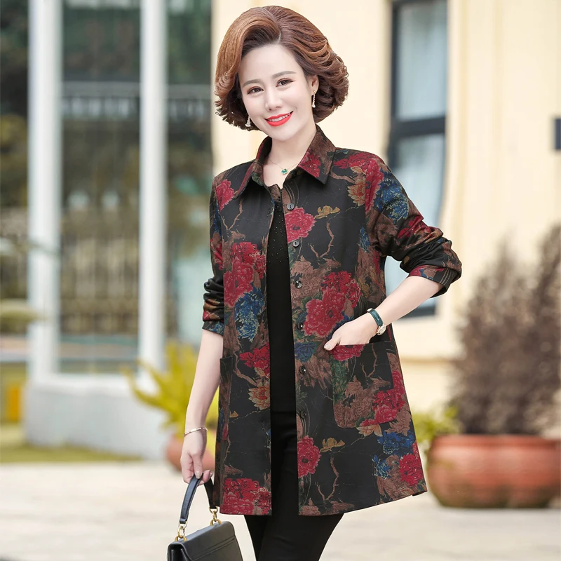Spring New Middle-Aged Mother Print Trench Coat Single Breasted Fashion 5xl 50-60 Year Old Women'S Windbreaker
Spring New Middle-Aged Mother Print Trench Coat Single Breasted Fashion 5xl 50-60 Year Old Women'S Windbreaker