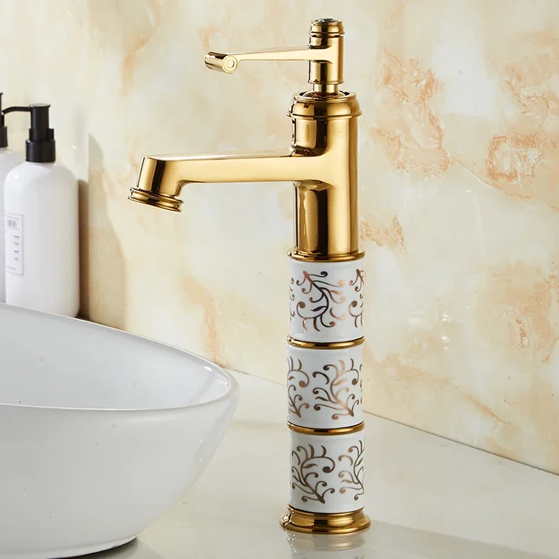 All-copper Golden Basin with Hot and Cold Faucets, Basin on The Washbasin, Basin on The Washbasin Heightening Bathroom.
All-copper Golden Basin with Hot and Cold Faucets, Basin on The Washbasin, Basin on The Washbasin Heightening Bathroom.