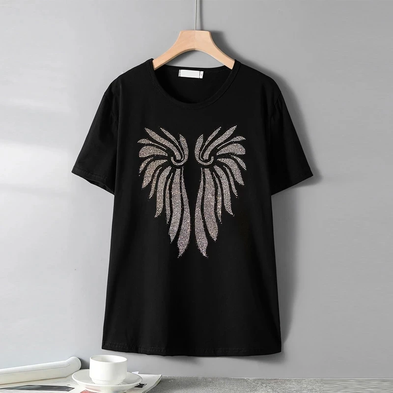 2022 Women Drilling T-shirts Y2K Clothes Plus Size Summer Loose Tops Tees Cartoon Diamonds T Shirt Female Casual Wear H093 
2022 Women Drilling T-shirts Y2K Clothes Plus Size Summer Loose Tops Tees Cartoon Diamonds T Shirt Female Casual Wear H093