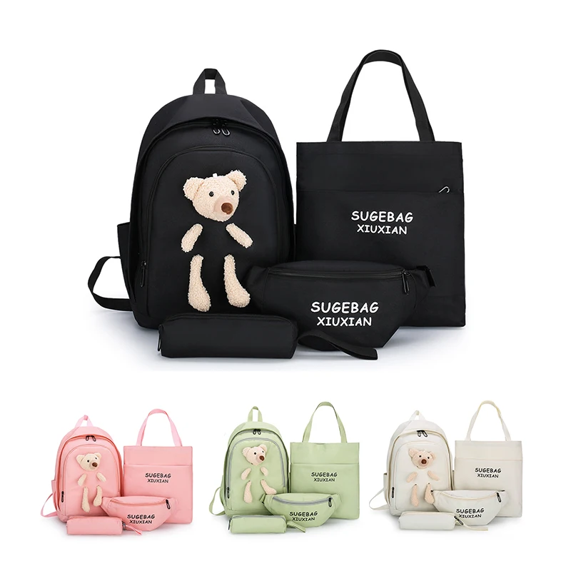 2023 High Quality 4 In 1 Set Trending Travel Waterproof Stripe Backpack School Bags Pink Purple Teenage Girl Canvas Satchel 
2023 High Quality 4 In 1 Set Trending Travel Waterproof Stripe Backpack School Bags Pink Purple Teenage Girl Canvas Satchel