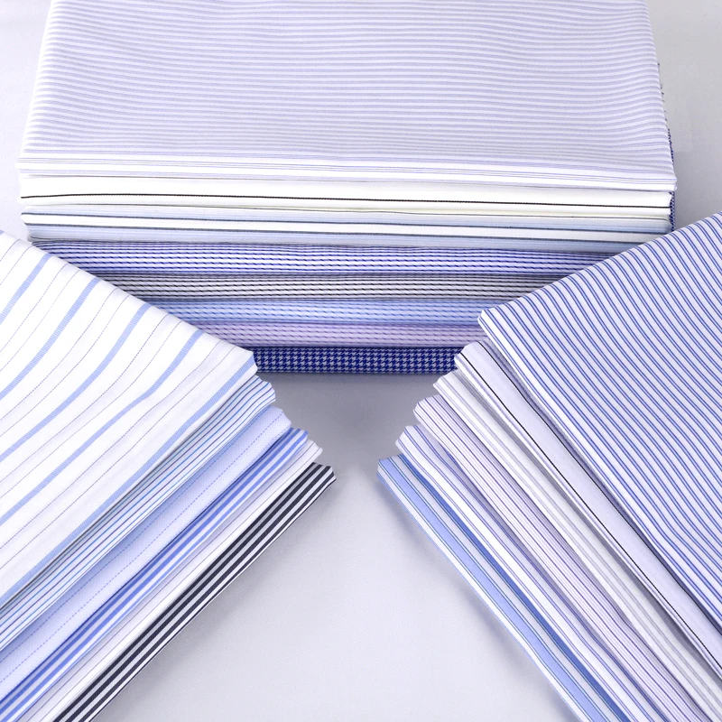 

Striped Fabric Pure Cotton By The Meter for Clothing Shirts Dresses Sewing Yarn-dyed Blue White Fashion Drape Cloth Soft Summer