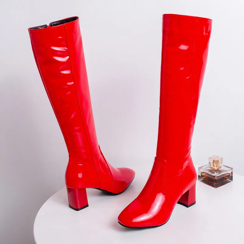 Autumn Winter Women‘s High Knee Boots Patent Leather Knee High Boots Women Waterproof White Red Party Fetish Boot Women's Shoes
Autumn Winter Women‘s High Knee Boots Patent Leather Knee High Boots Women Waterproof White Red Party Fetish Boot Women's Shoes