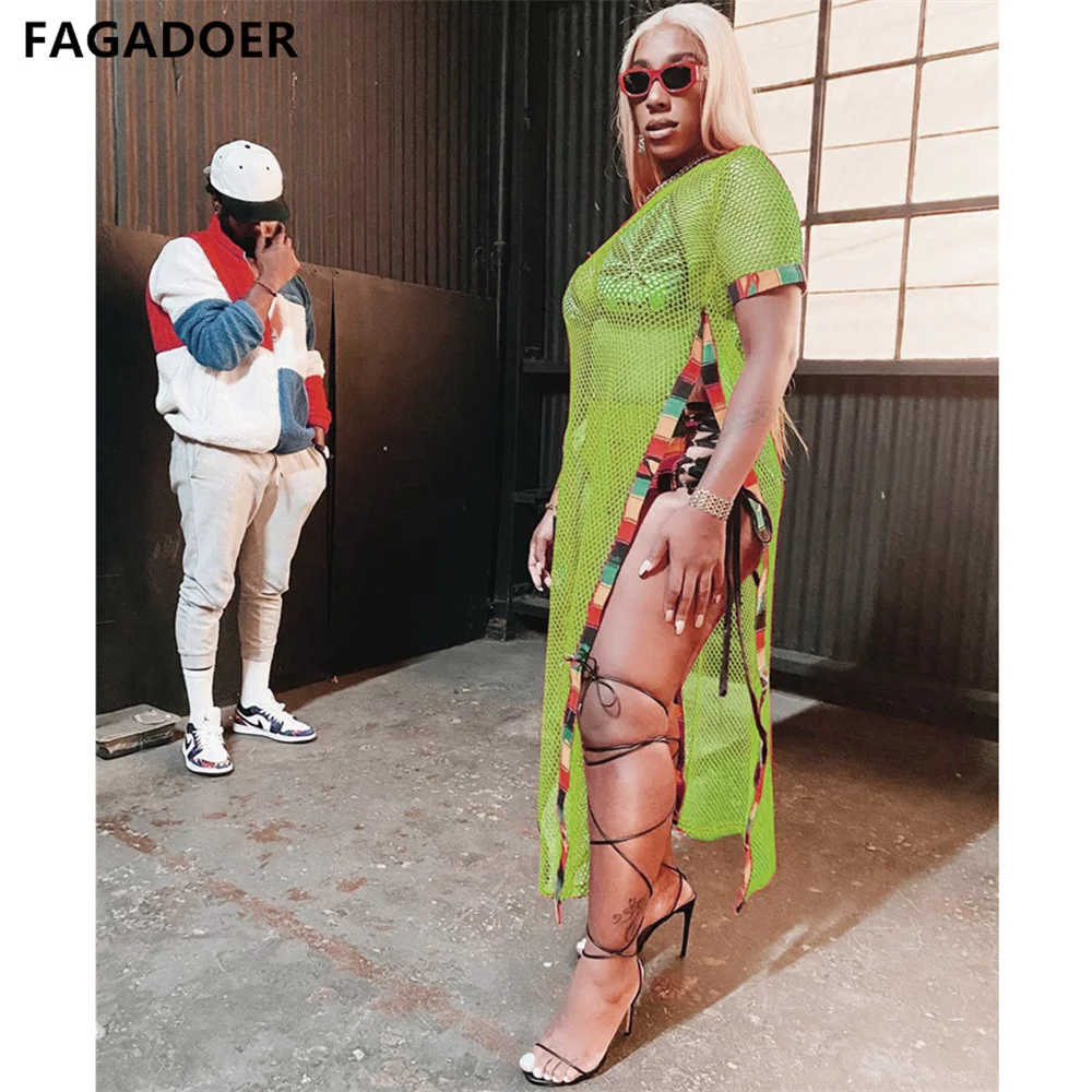 FAGADOER Solid Patchwork Color Short Sleeve Mesh Perspective Side High Slit Long Dress Women Sexy Bar Party Clubwears Dresses
FAGADOER Solid Patchwork Color Short Sleeve Mesh Perspective Side High Slit Long Dress Women Sexy Bar Party Clubwears Dresses