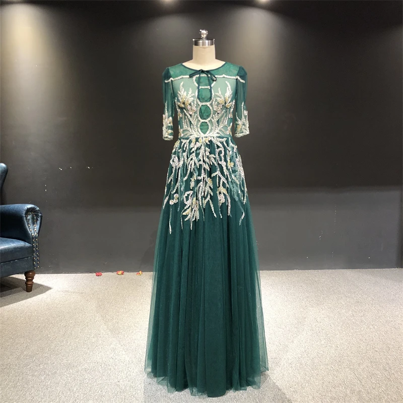 Vestidos de fiesta 100%Real Photos Green Luxury Beads Half Sleeves Floor Length Formal Party Swards Bridal Prom Evening Dress
Vestidos de fiesta 100%Real Photos Green Luxury Beads Half Sleeves Floor Length Formal Party Swards Bridal Prom Evening Dress