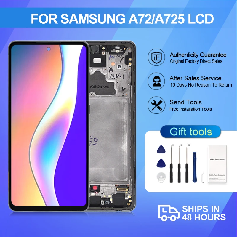 1Pcs6.7 Inch A725 Screen For Samsung Galaxy A72 LCD Touch Digitizer Assembly A72 4G Display A725F A725M Assembly With Frame
1Pcs6.7 Inch A725 Screen For Samsung Galaxy A72 LCD Touch Digitizer Assembly A72 4G Display A725F A725M Assembly With Frame