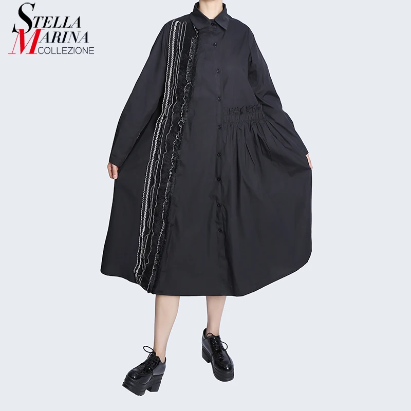 Full Sleeve New Autumn Woman Korean Style Loose Casual Streetwear Solid Black Skirt Dress Unique Holiday Plus Size Robe HU7740
Full Sleeve New Autumn Woman Korean Style Loose Casual Streetwear Solid Black Skirt Dress Unique Holiday Plus Size Robe HU7740
