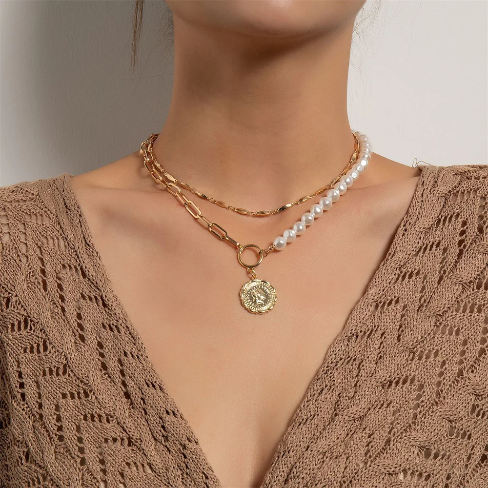 2022 New Light Luxury Peal Coin Portrait Pendant Necklace For Women Vintage Multi Layer Link Peal Chain Punk Jewelry Girl Gift
2022 New Light Luxury Peal Coin Portrait Pendant Necklace For Women Vintage Multi Layer Link Peal Chain Punk Jewelry Girl Gift