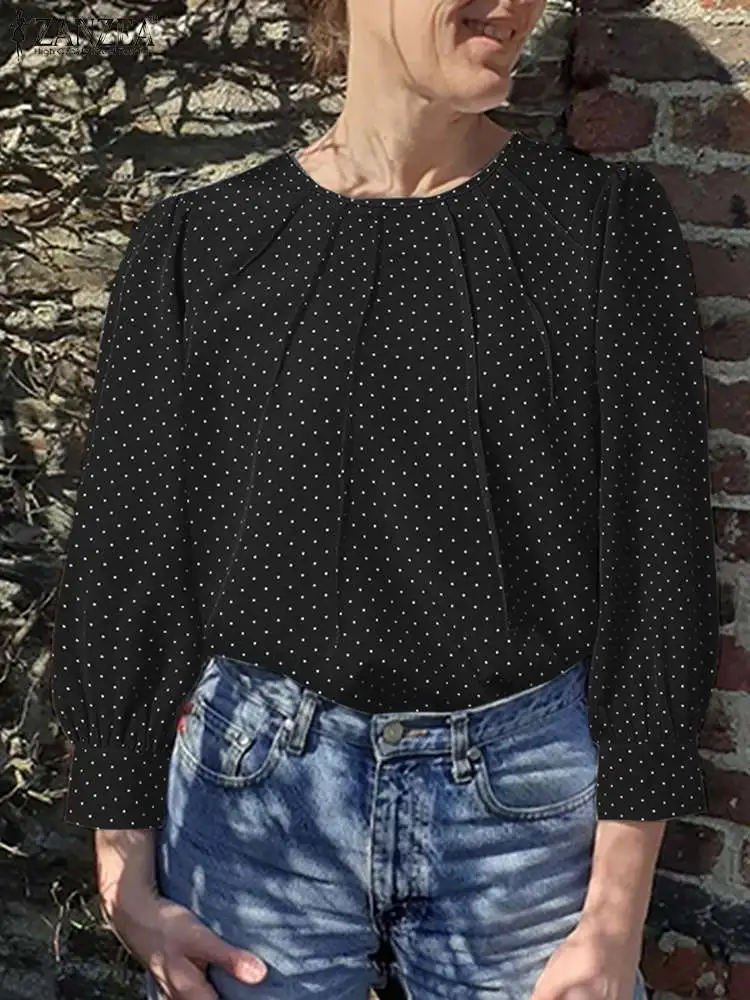 ZANZEA Autumn O Neck 3/4 Sleeve Blouse Casual OL Work Blusas Women Fashion Pleated Shirt FemalePolka Dot Printed Tunic Tops 2023
ZANZEA Autumn O Neck 3/4 Sleeve Blouse Casual OL Work Blusas Women Fashion Pleated Shirt FemalePolka Dot Printed Tunic Tops 2023