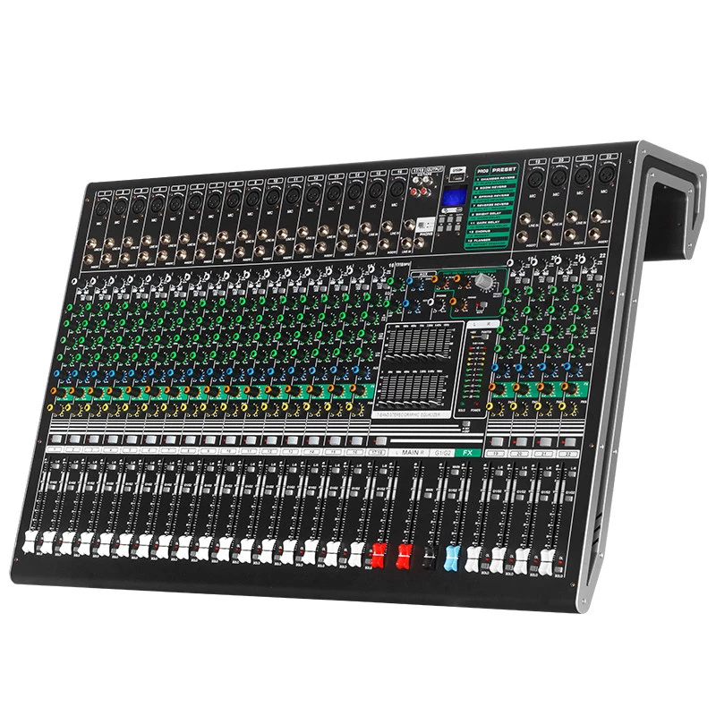 Professional portable Live Audio EQ14/18/22/26 Console Video DJ DSP Digital 24 channel Sound audio Mixer
Professional portable Live Audio EQ14/18/22/26 Console Video DJ DSP Digital 24 channel Sound audio Mixer