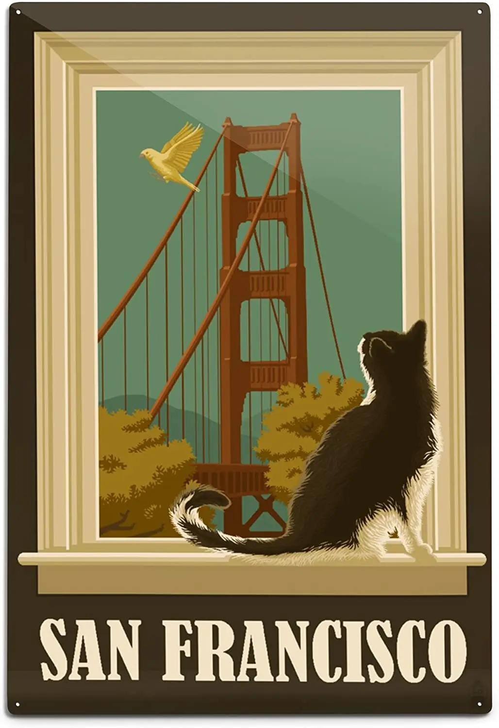 Lantern Press San Francisco, California, Golden Gate Bridge and Cat Window (12x18 Aluminum Wall Sign, Wall Decor Ready to Hang)
Lantern Press San Francisco, California, Golden Gate Bridge and Cat Window (12x18 Aluminum Wall Sign, Wall Decor Ready to Hang)