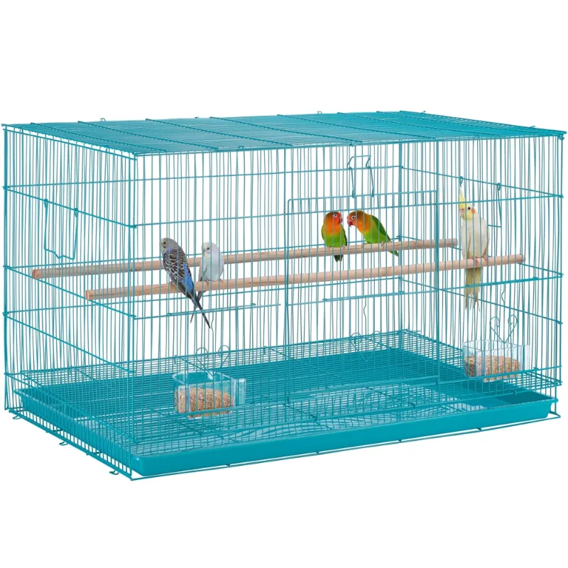 

Easyfashion Flight Cage for Birds, Teal Blue parrot accessories bird cages