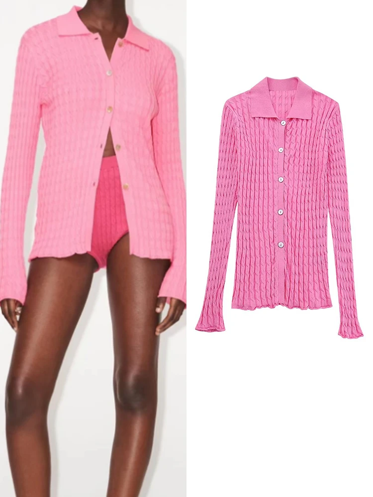 TRAF 2023 Women Sexy Knitted Cardigan Coat Summer New Elegant Female Solid Lapel Single Breasted Long Sleeves Soft Slim Sweaters
TRAF 2023 Women Sexy Knitted Cardigan Coat Summer New Elegant Female Solid Lapel Single Breasted Long Sleeves Soft Slim Sweaters