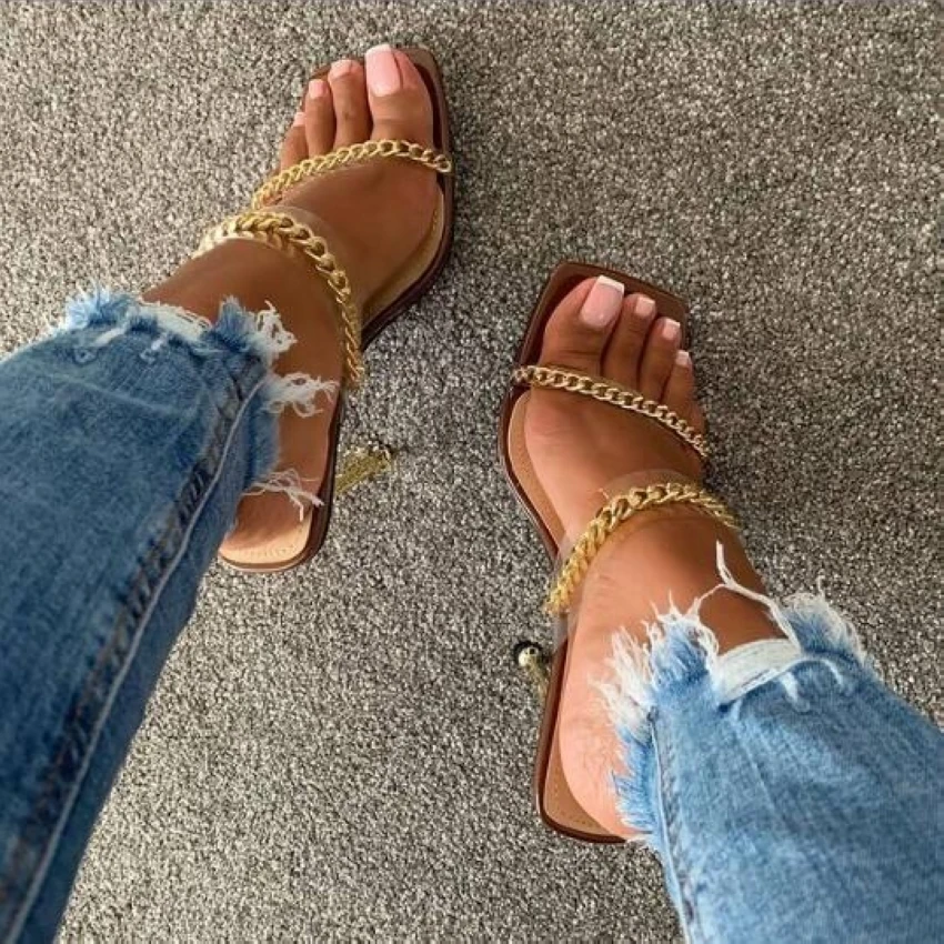 2022Summer Women Sandals Square Toe Ladies Heel Mules Clear PVC Transparent High Heels Slippers Female Fashion Chain Shoes Woman
2022Summer Women Sandals Square Toe Ladies Heel Mules Clear PVC Transparent High Heels Slippers Female Fashion Chain Shoes Woman