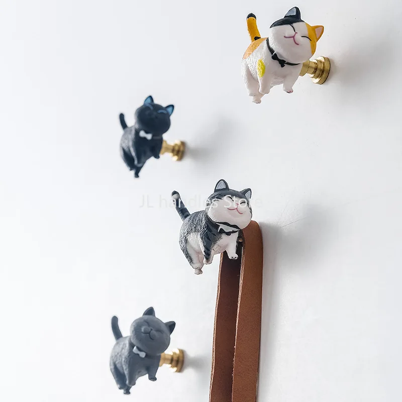 Мультяшная кошка ручки для шкафа креативная полимерная мебель латунные детской
