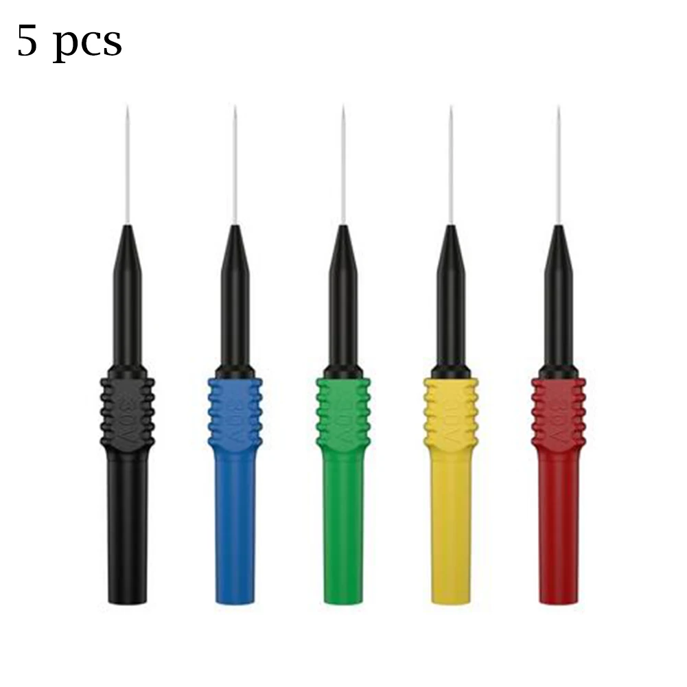 5PCS Multimeter Probe 0.7mm Fine Point Needle Jacketed Test Probe Integrated Circuit 4mm Banana Plug Nondestructive Probe Set
5PCS Multimeter Probe 0.7mm Fine Point Needle Jacketed Test Probe Integrated Circuit 4mm Banana Plug Nondestructive Probe Set