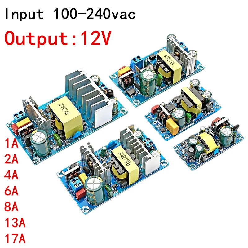 

90-260 VAC To DC 12V 1A 2A 4A 6A 8A 13A 17A Switching power supply board high power industrial bare board module AC-DC
