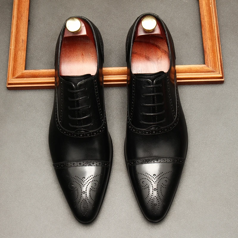 Cap Toe Formal Italian Design Shoes For Men Wedding Pointed Toe Lace Up Business Shoes Genuine Leather Black Oxford Dress Shoe
Cap Toe Formal Italian Design Shoes For Men Wedding Pointed Toe Lace Up Business Shoes Genuine Leather Black Oxford Dress Shoe