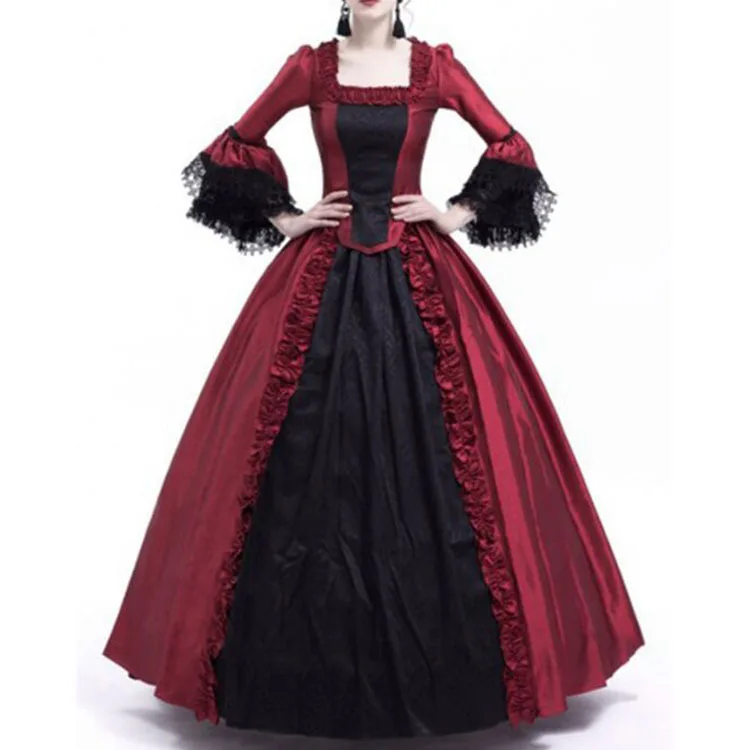 2 Colors Spanish Court Style Dress for Women Lace Joint Long Mandarin Sleeve Christmas Vestido Vintage Medieval Party Dresses
2 Colors Spanish Court Style Dress for Women Lace Joint Long Mandarin Sleeve Christmas Vestido Vintage Medieval Party Dresses