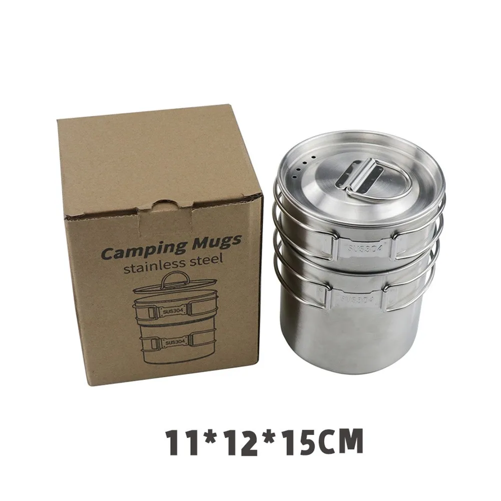 700ml+1000ml Pot Portable Outdoor Camping 304 Stainless Steel Water Mug Cup With Lid&Foldable Handle Single Pot Can Direct Heat
700ml+1000ml Pot Portable Outdoor Camping 304 Stainless Steel Water Mug Cup With Lid&Foldable Handle Single Pot Can Direct Heat