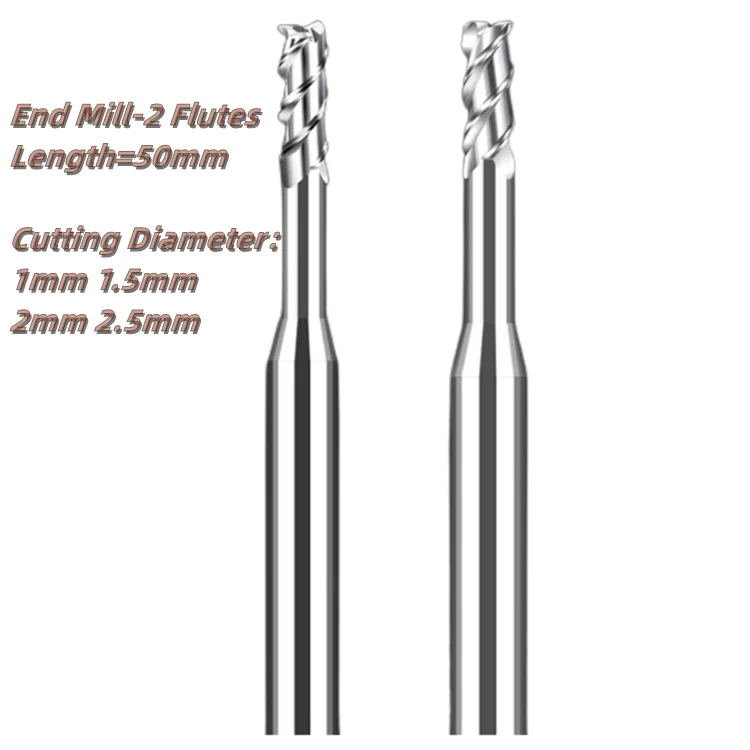 1/1.5/2/2.5mm 2 Flute Cermet Milling Cutter HRC75 CNC Flat-bottomed Super Hard Metal Ceramic End Mill Length=50mm
1/1.5/2/2.5mm 2 Flute Cermet Milling Cutter HRC75 CNC Flat-bottomed Super Hard Metal Ceramic End Mill Length=50mm