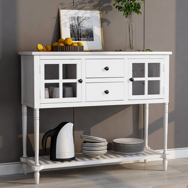 TREXM Sideboard Console Table with Bottom Shelf\ Farmhouse Wood/Glass Buffet Storage Cabinet Living Room (White)
TREXM Sideboard Console Table with Bottom Shelf\ Farmhouse Wood/Glass Buffet Storage Cabinet Living Room (White)