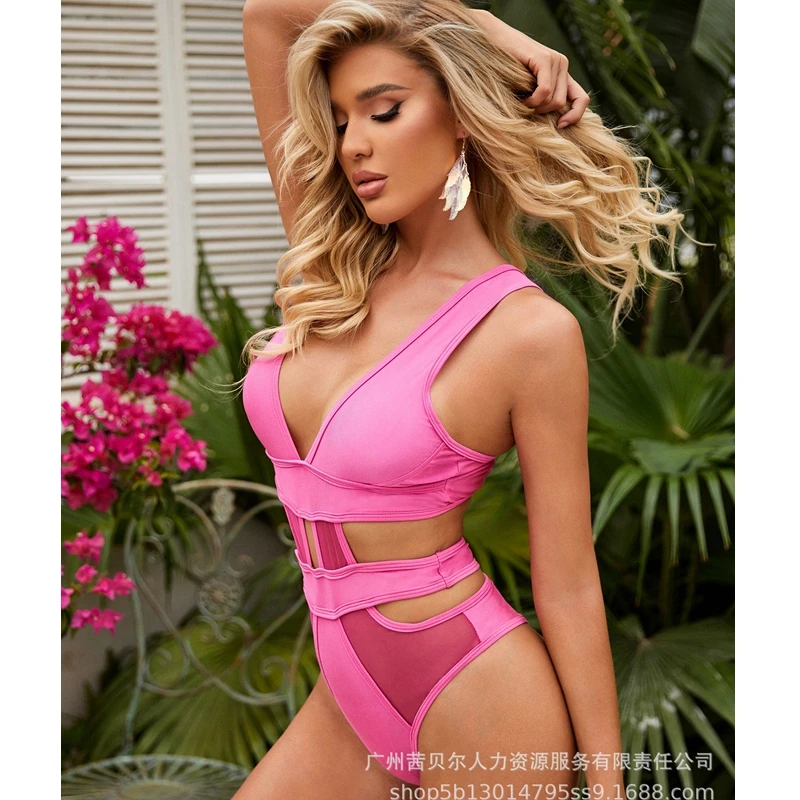 Summer One Piece Swimsuit Women Sexy Stitching Hollow Out Slim Bodysuits Swimsuit Women Sunshine Beach Vacation Swimsuit 
Summer One Piece Swimsuit Women Sexy Stitching Hollow Out Slim Bodysuits Swimsuit Women Sunshine Beach Vacation Swimsuit