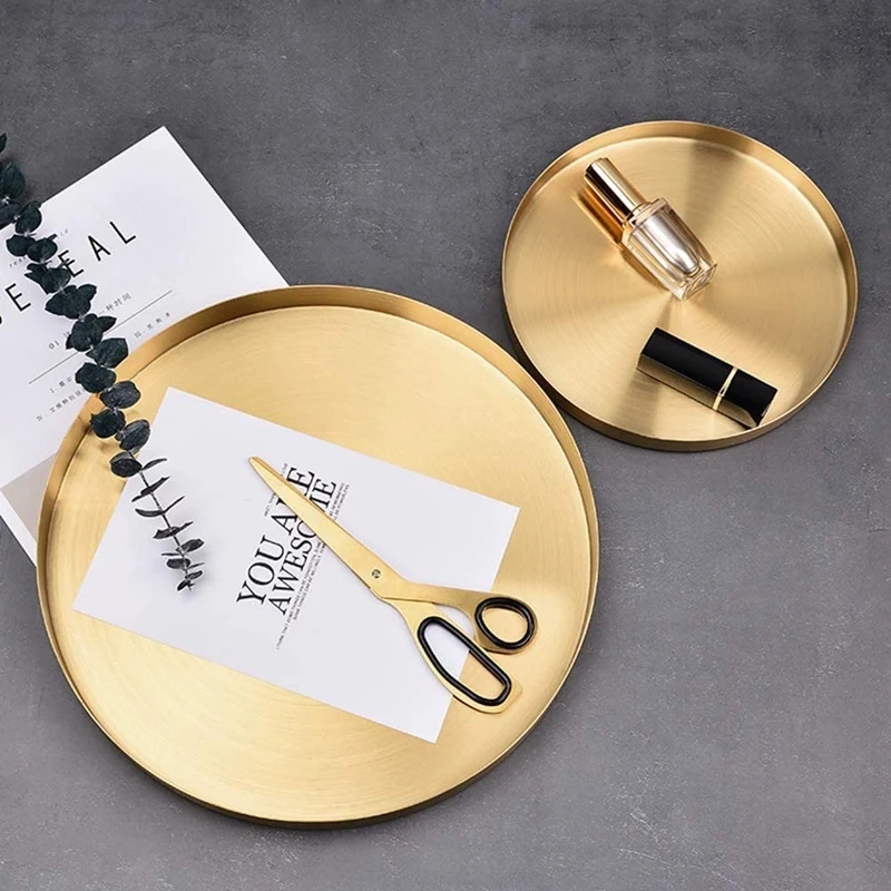 2Pcs Round Gold Tray,Metal Decorative Makeup Tray Organizer For Vanity,Bathroom,Matte Brass Finish, 1.8 Inch & 7.9 Inch
2Pcs Round Gold Tray,Metal Decorative Makeup Tray Organizer For Vanity,Bathroom,Matte Brass Finish, 1.8 Inch & 7.9 Inch