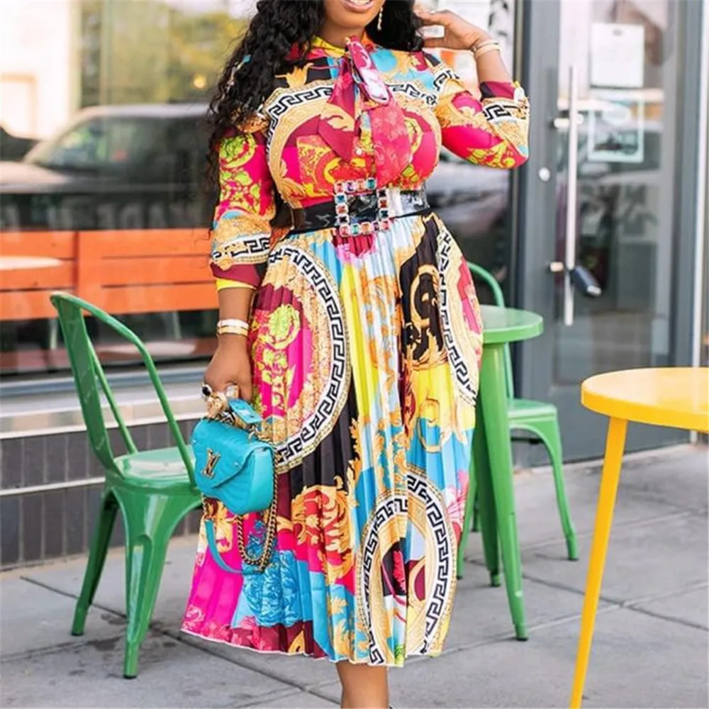 Women's Dress Printed Bow Neck 3/4 Sleeve Midi Waist Pleated Skirt Autumn Spring New Fashion 2022 Party Dresses Female Clothing
Women's Dress Printed Bow Neck 3/4 Sleeve Midi Waist Pleated Skirt Autumn Spring New Fashion 2022 Party Dresses Female Clothing