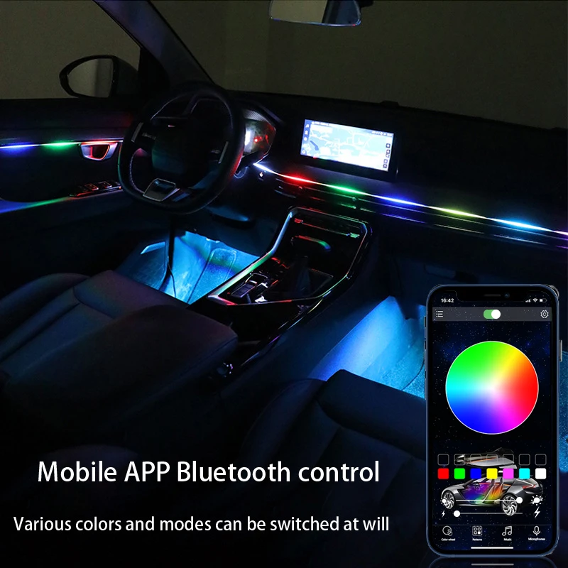 APP Control LED Ambient Lighting Car RGB Chasing Optic Fiber Light Interior LED Strips for Car
APP Control LED Ambient Lighting Car RGB Chasing Optic Fiber Light Interior LED Strips for Car