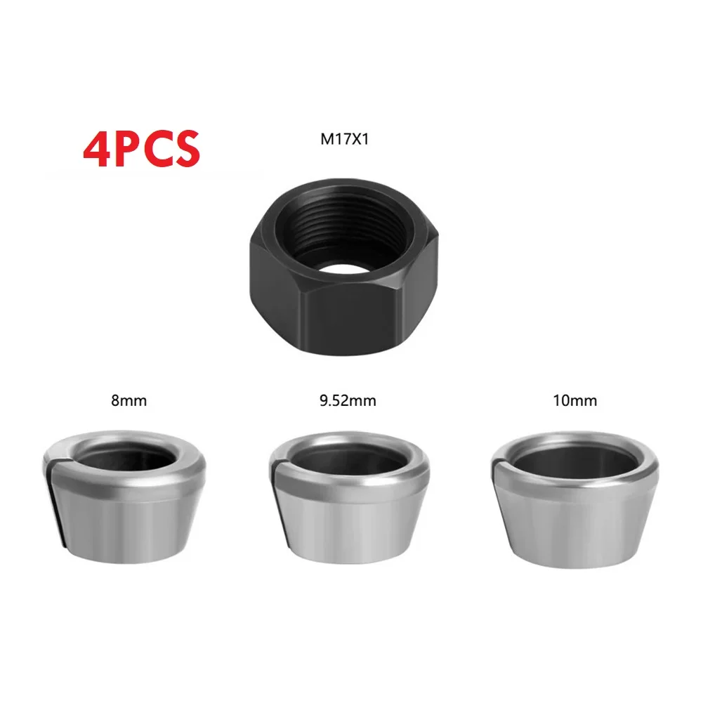 4pcs/set M17 10mm 9.5mm 8mm Collets Chuck With M17 Nut Engraving Trimming Machine Electric Router Milling Cutter Accessories
4pcs/set M17 10mm 9.5mm 8mm Collets Chuck With M17 Nut Engraving Trimming Machine Electric Router Milling Cutter Accessories